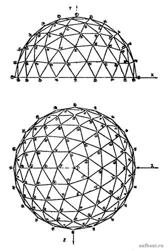 Каркас многогранного сферического купола из деревянных брусков