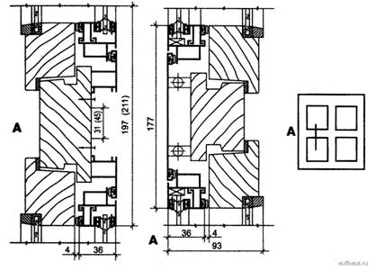 Конструкция и основные размеры окон и балконных дверей типа С