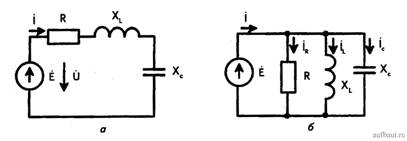 схемы с последовательным (а) и параллельным (б) соединением элементов