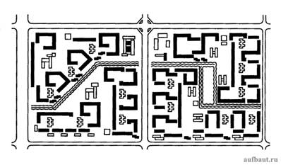 Пример свободной с элементами групповой планировки микрорайона
