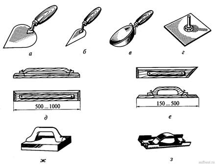 Инструменты для нанесения, разравнивания и отделки штукатурки